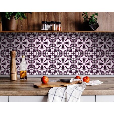 Homeroots 5 x 5 in. Merlot Lisa Violet Removable Peel & Stick Tiles 400391